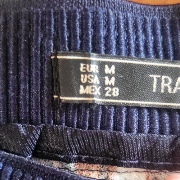 ZARA Women's Navy/Dk Orange/White Striped Cropped Wide Leg Flowy Pants - Size M - Picture 8 of 11